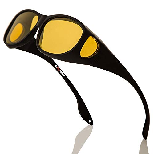 BOZEVON UV400 Wear Over Polarised Sunglasses Night Driving Glasses for Men Women 