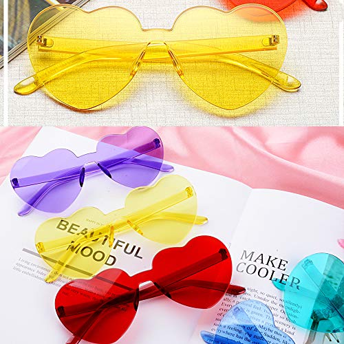 MEJOSER 6pcs Heart Shaped Rimless Glasses 6 Candy Colors Frameless ...